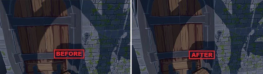 Before and After image of how the shadows look now.