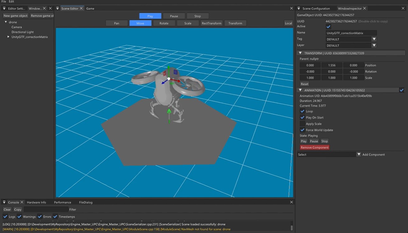 Animated drone model