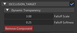 Occlusion Target Component, you can change The falloff scale and softness
