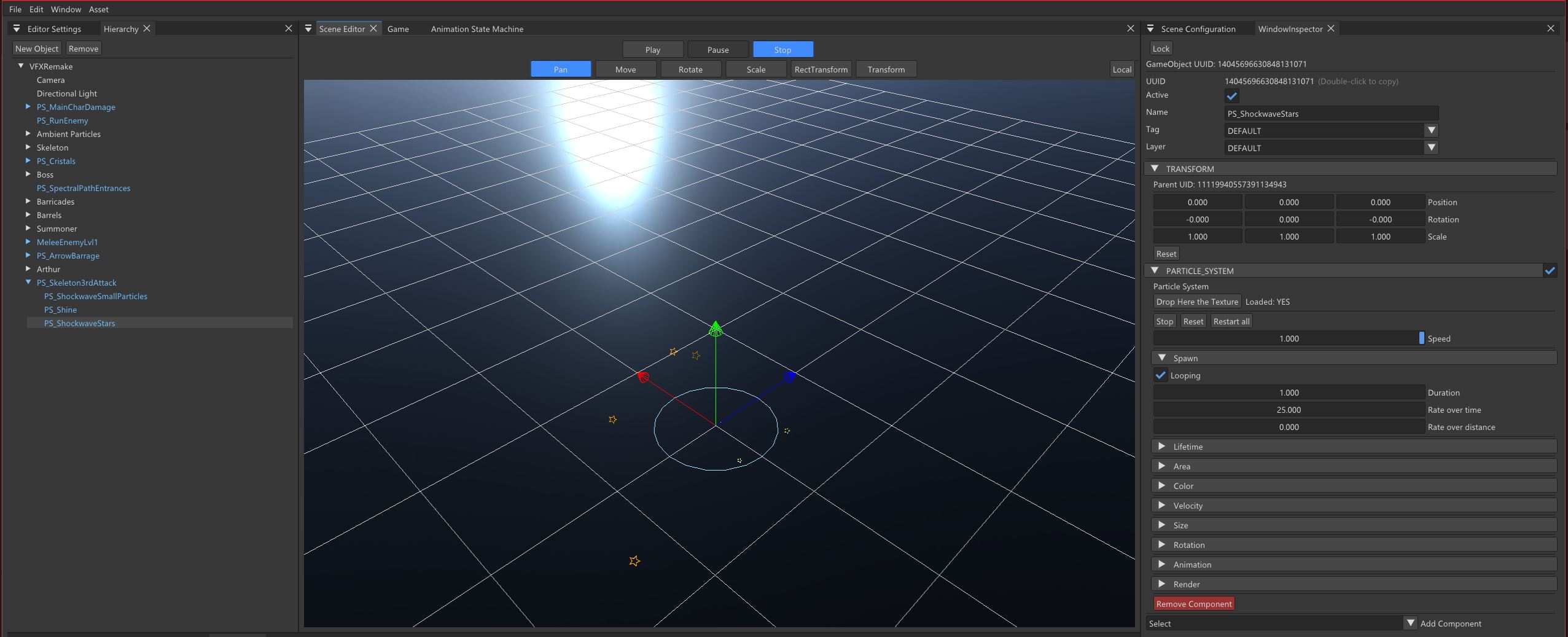 This is how the engine looks like with the particles system on.