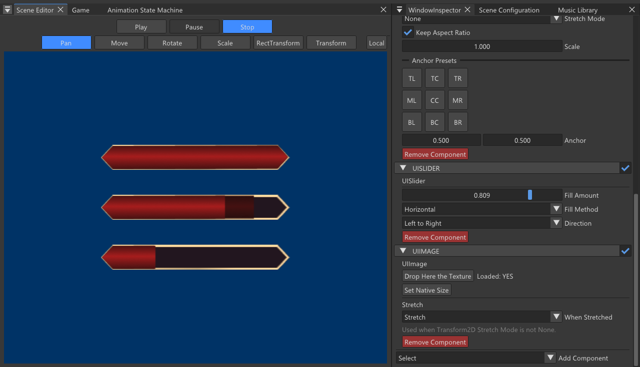 UI slider in the engine editor