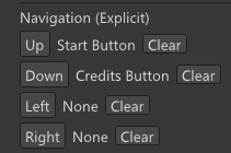 Button navigation links shown in the editor with Up/Down/Left/Right slots