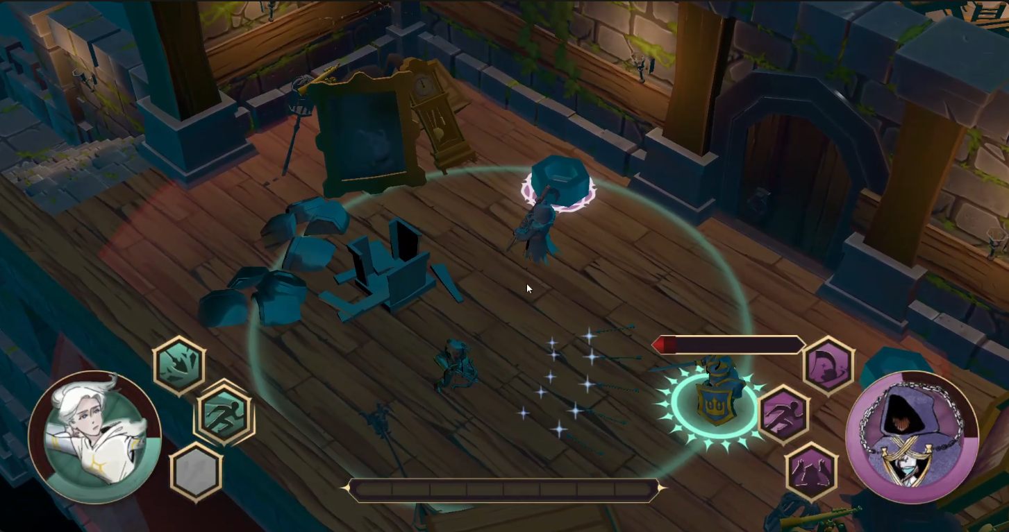 A dynamic scene showcasing custom engine particle effects and environment interactions.