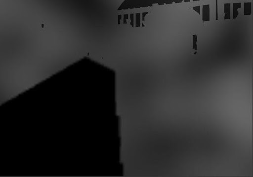 In white are the parts that are not blocked by geometry and black the ones that are. We created the volumetric shadow for the fog.